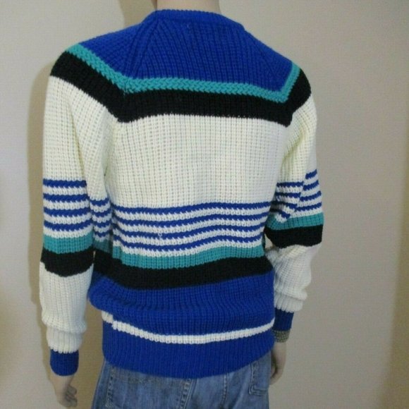 Vintage Crew Neck Striped Pullover Sweater 90s Y2K - Picture 6 of 11